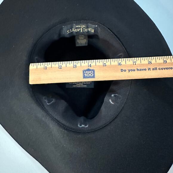 Eric Javits New York Black Felt Wide-Brim Fedora‎ Hat – Packable, Designer - Picture 6 of 7